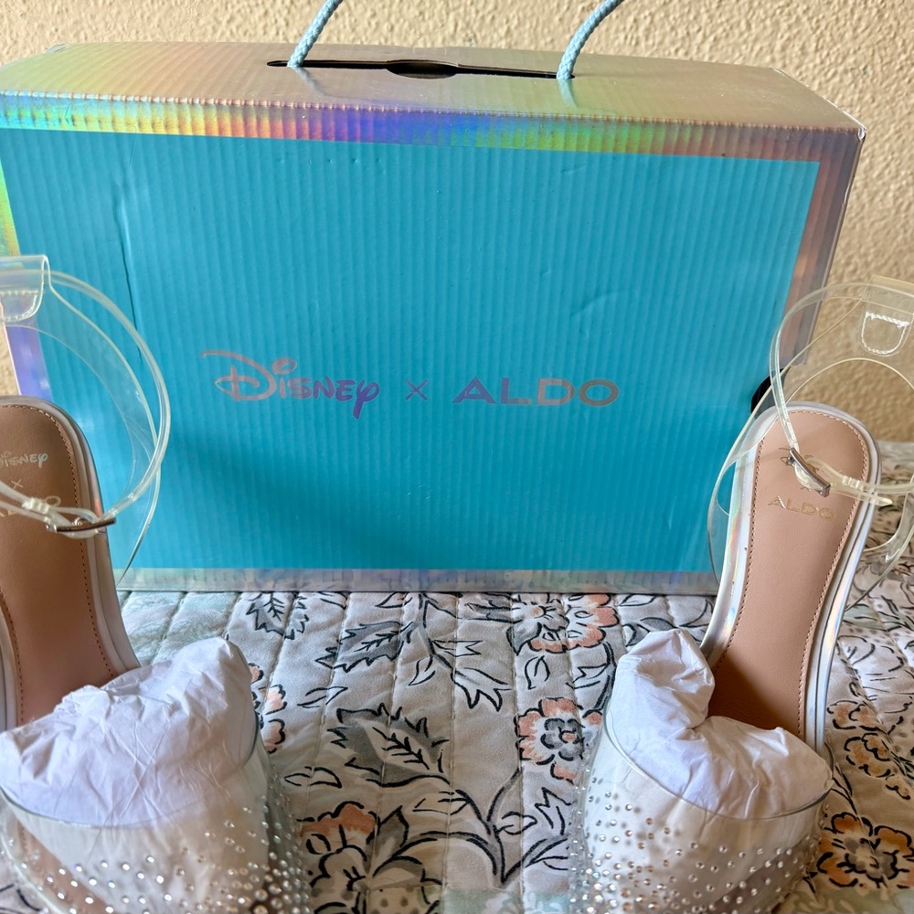 Aldo White Pearl-Embellished Clear-Strap Pointed Mules - Picture 2 of 4